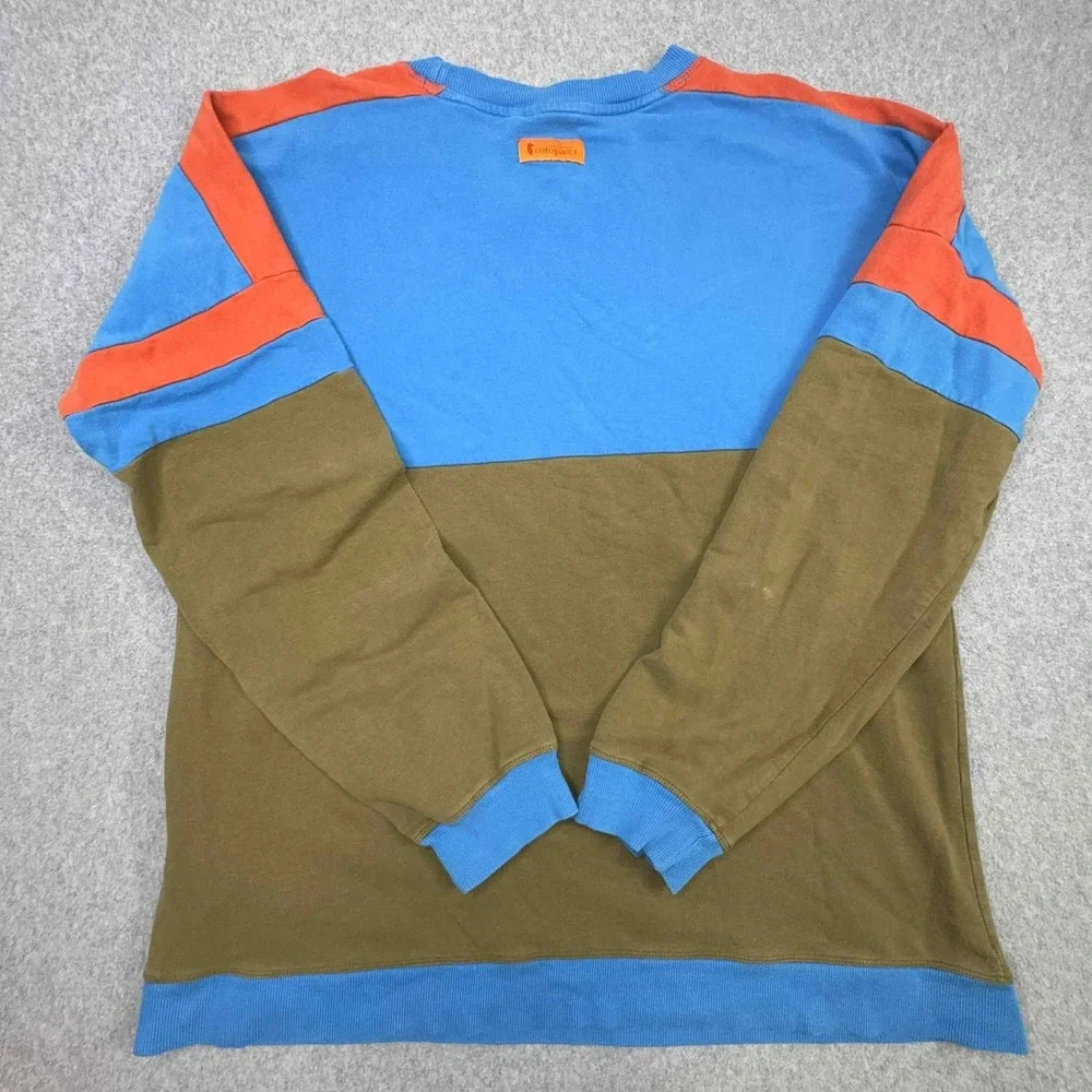 Cotopaxi Bandera Sweatshirt Crewneck Men's Large Blue Colorblock Organic LOGO‎